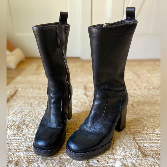 EUC Rick Owens tall heeled leather black boot sz 37 - Picture 2 of 9